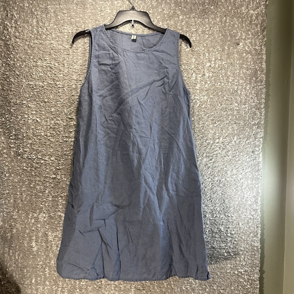 Amazhiyu Shift Dress Womens M Linen Pockets Sleeveless Gray Coastal Beach Vacay